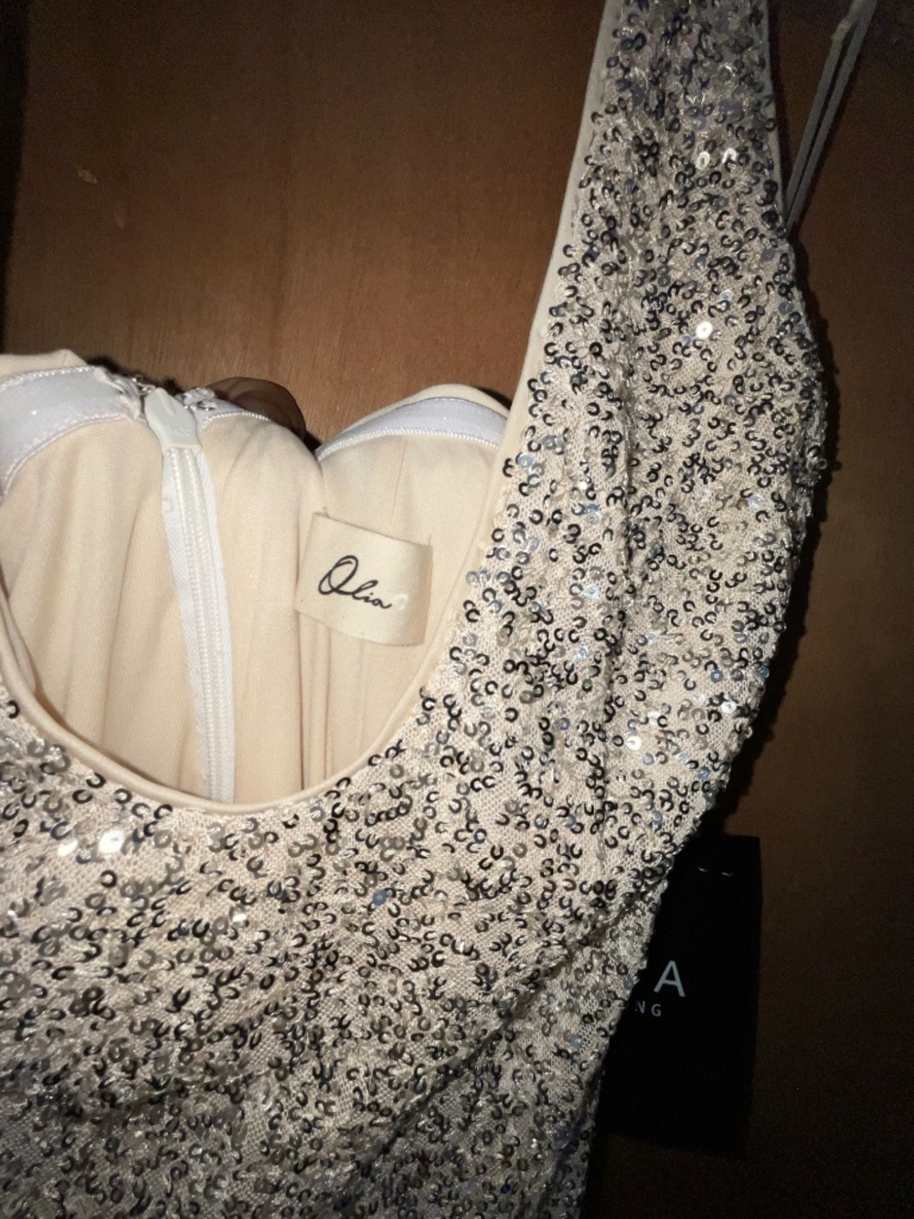 LULUS Velenia Champagne Sequin Halter Mermaid Maxi Dress S - Picture 11 of 14